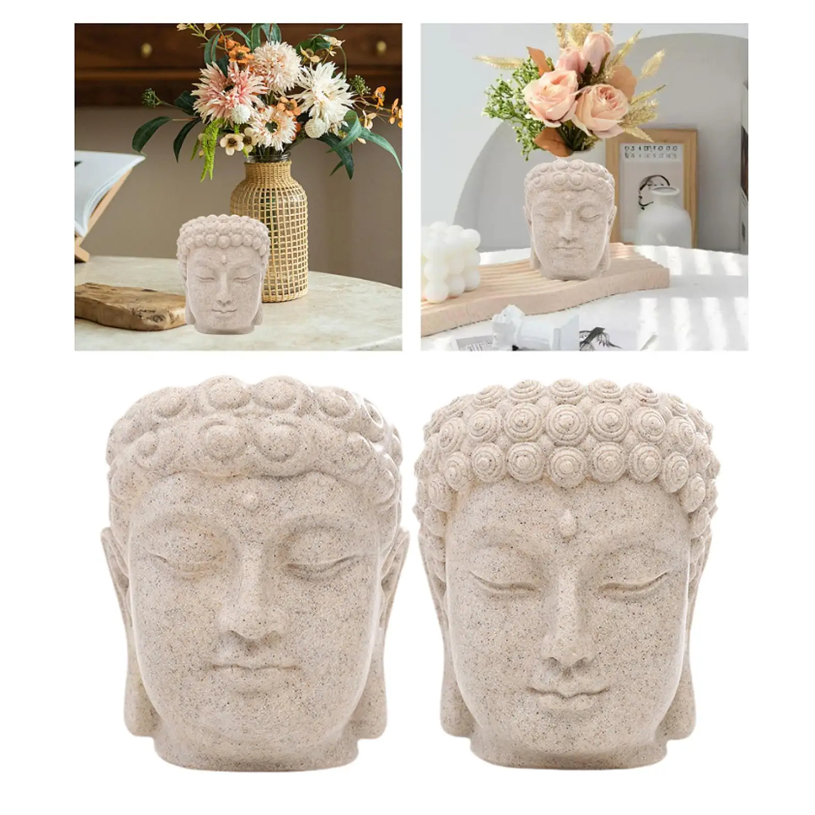 Buddha Head Figurine Flower Pot Plant Container Resin Desktop Ornament Planter for Patio Desk Shelf Indoor Outdoor Home Decor Buddha Head Figurine Flower Pot Plant Container Resin Desktop Ornament Planter for Patio Desk Shelf Indoor Outdoor Home Decor