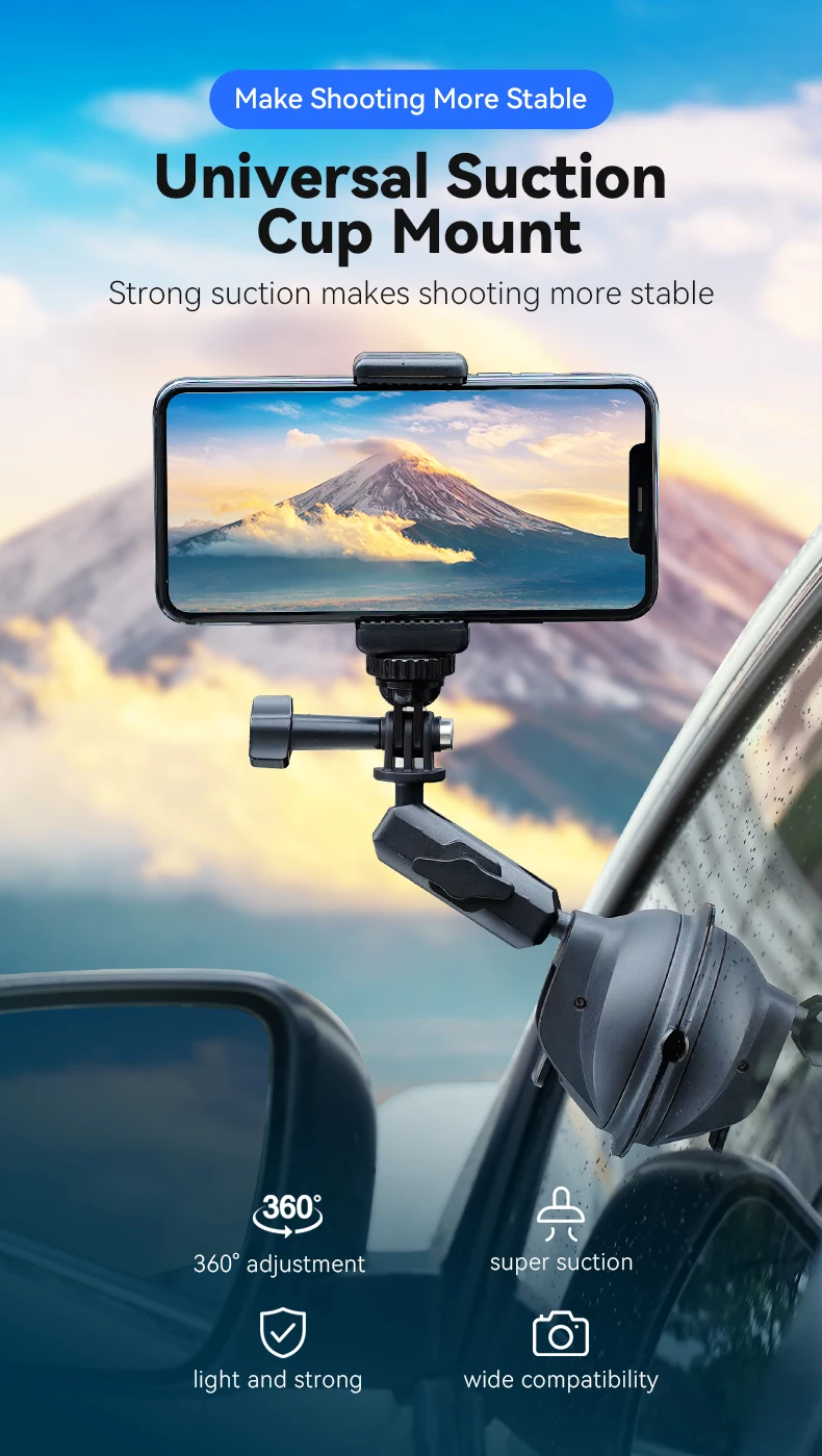 Action Camera Holder Suction Cup For DJI OSMO Action Insta360 Smart Phone Holde
