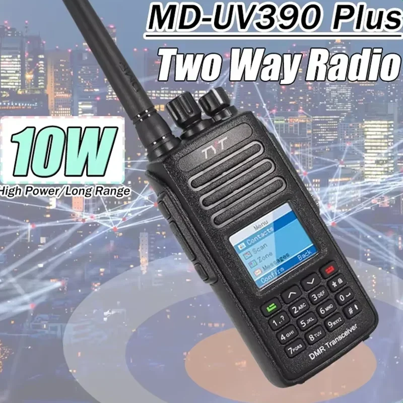 TYT MD-UV390 Plus Walkie Talkie 5W/10W GPS DMR Digital AES256 Encryption Optional IP67 Waterproof VHF UHF 3000 LCD MDUV390 Radio 5