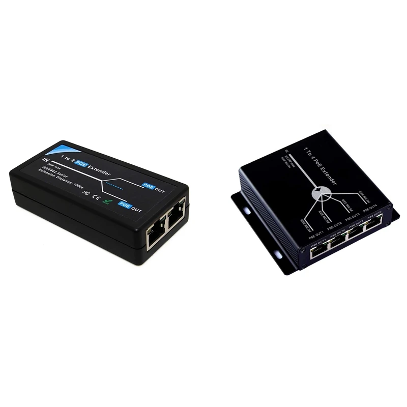 

2 Port POE Extender 10/100Mbps With IEEE 802.3Af Standard & 4 Port IEEE802.3Af Poe Extender For IP Camera Extend 120M