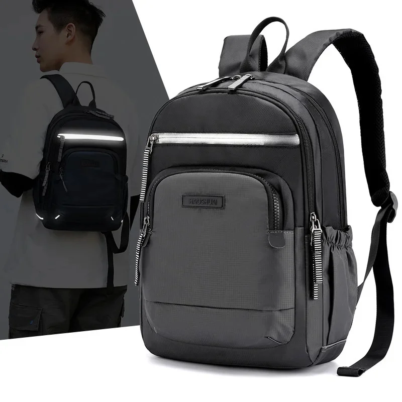 

Men Women Nylon Ruckk Daypack Reflective Stripe Travel Bag Male Female School Book Bag Knapk Backpack