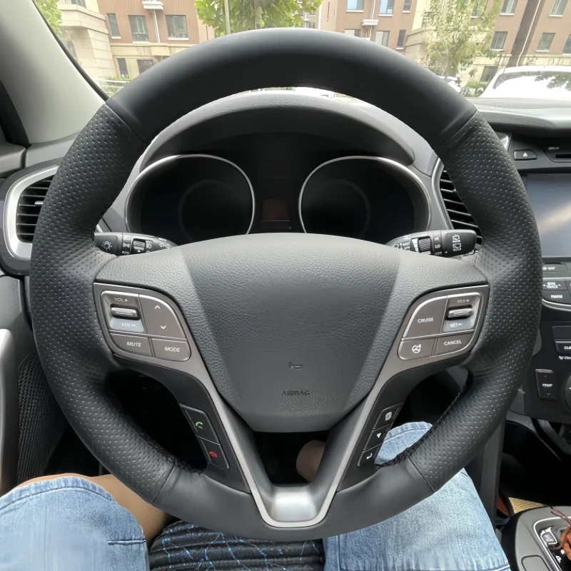 Cubierta De Cuero Genuino Para Volante De Coche, Accorio Cosido A