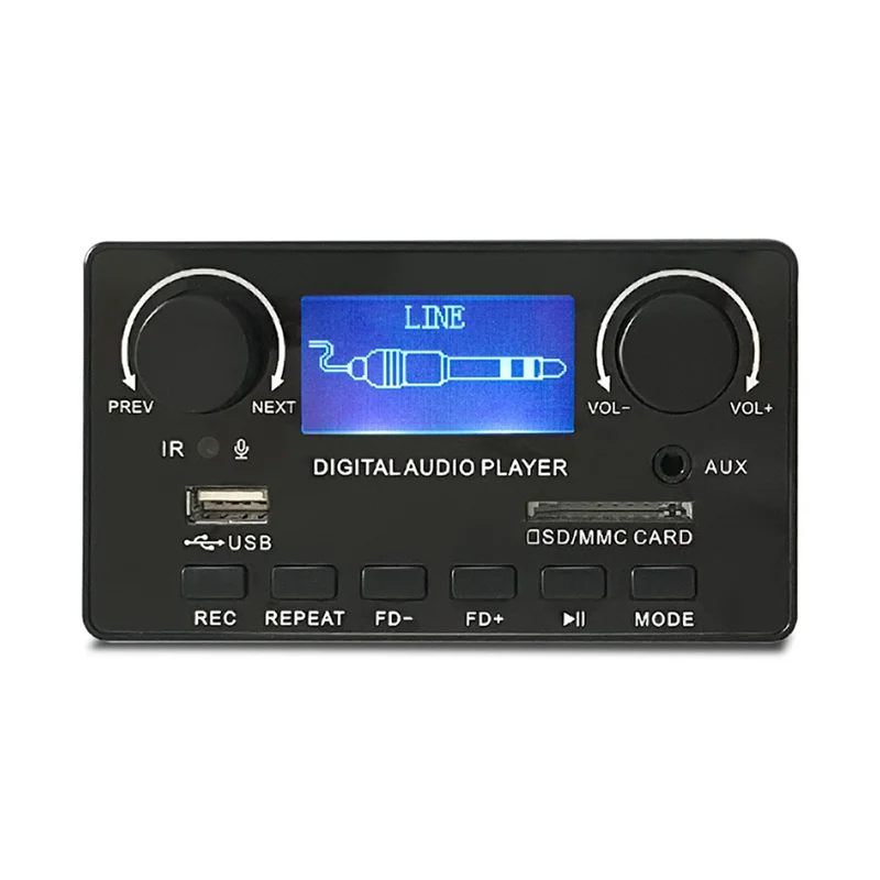 LCD 디스플레이 블루투스 5.0 MP3 디코더 보드 지지대 핸즈프리 녹음 FM DC 12V MP3 WMA WAV APE FLAC 오디오 플레이어