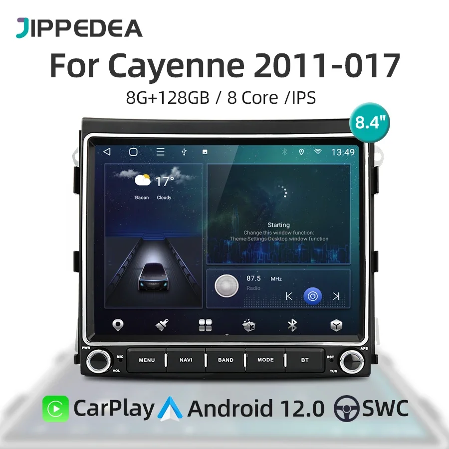 

Carplay Android 13 8G 128G Car Multimedia 8.4" IPS Car Player Radio GPS Navigation DSP Stereo For Porsche Cayenne 2010-2017