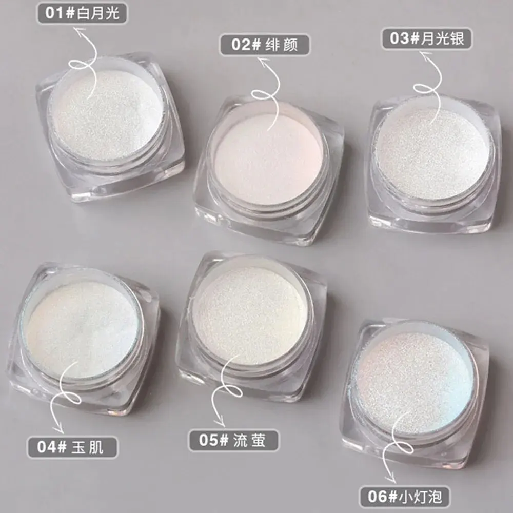 Nail Powder 1Box Moonlight Pearl Aurora Shimmer Mirror White Chrome Pigment Holographic Rub Dust Gel Polish Manicure Decoration