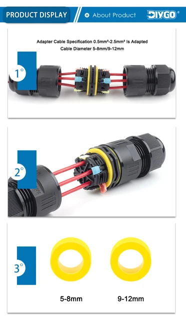 Connettore Cavo Impermeabile IP68 M20 3 Poli - Per Illuminazione Esterna - Foto 7