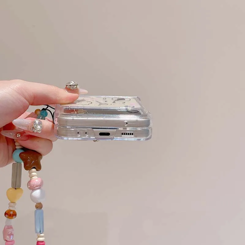 Cartoon Bear Skate Wrist Strap Anti Knock Back Case for Flip6 Flip5 Flip4 Flip3 Phone Case for Samsung Galaxy Flip 6 5 4 3 Capa_voghion.com