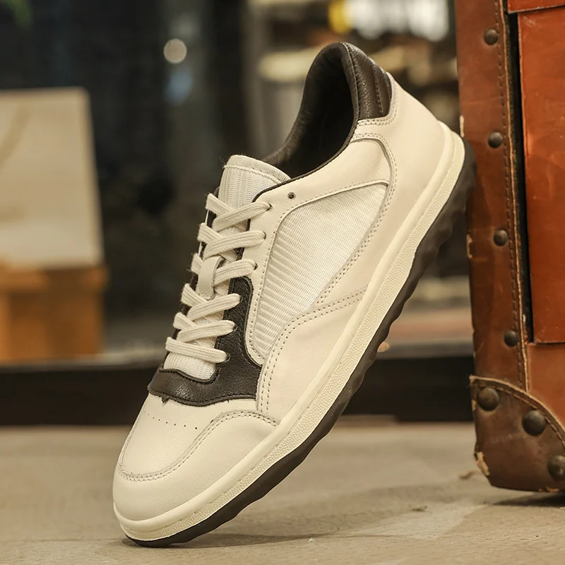 

Роскошная брендовая мужская повседневная кожаная обувь, противоскользящая Уличная обувь на шнуровке, повседневные кроссовки из натуральной кожи для прогулок, Вулканизированная обувь