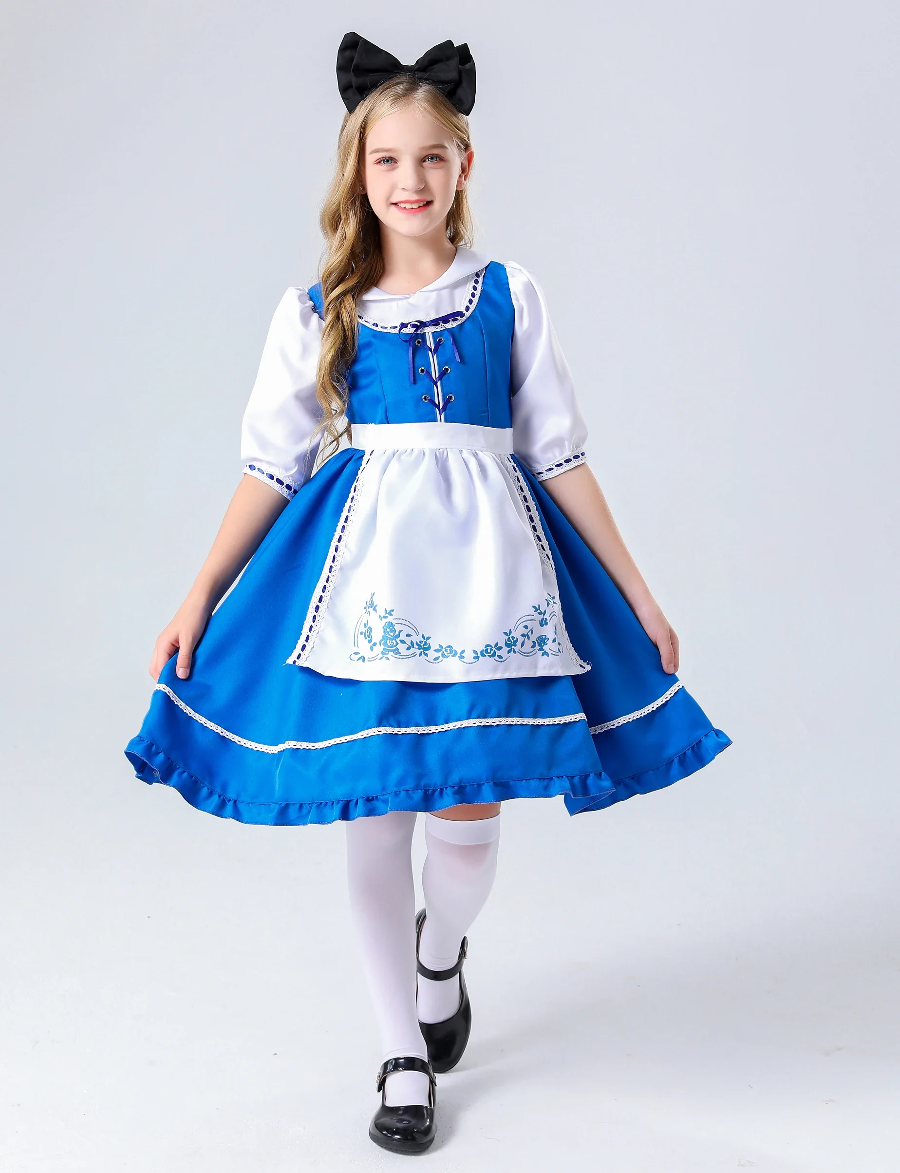 

Halloween Girls Anime Alice in Wonderland Cosplay Costume Children Birthday Party Sweet Lolita Maid Fancy Dress