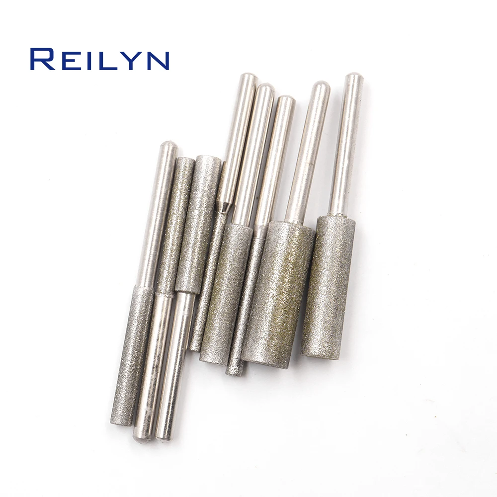 ultra long diamond drilling bits rough grit emery diamond abrasive bits peeling needle a type teeth grinding burr for dremel 1pc 150# Ultra-long Cylinder Bits 4-15mm Emery Grinding Points Diamond Abrasive Bits Jade Grinding Burr