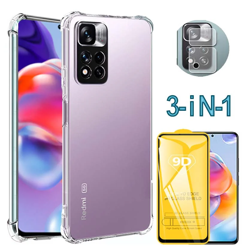 Funda para teléfono Redmi Note 11 Pro+ 5G/Note 11 Pro Plus 5G con protector  de pantalla de vidrio templado, carcasa protectora de cuerpo completo