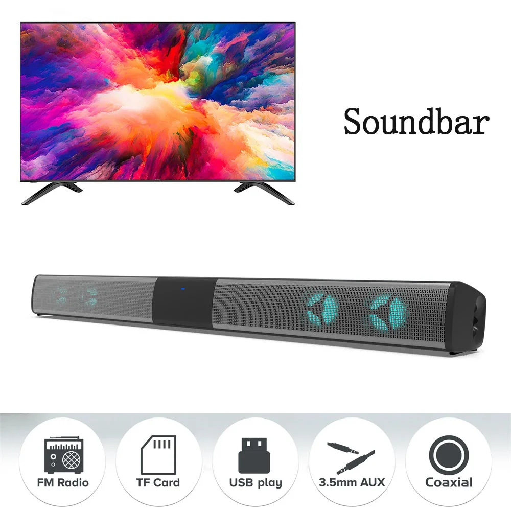 

BS-28E Soundbar Portable Column Bluetooth-compatible Speaker RGB Powerful 3D Music Sound bar Home Theater Coaxial USB TF For TV