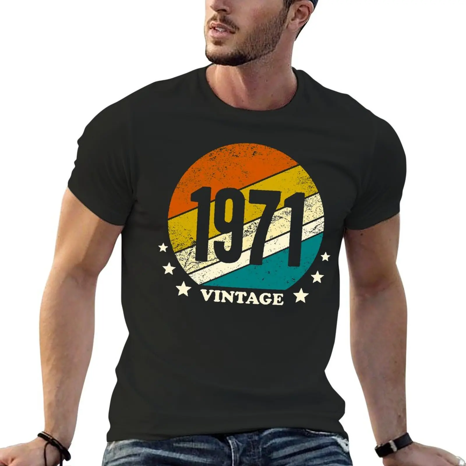 

Винтажная 1971 необходимая для продажи футболка Классическая футболка с круглым вырезом Спорт Geek фитнес США размер