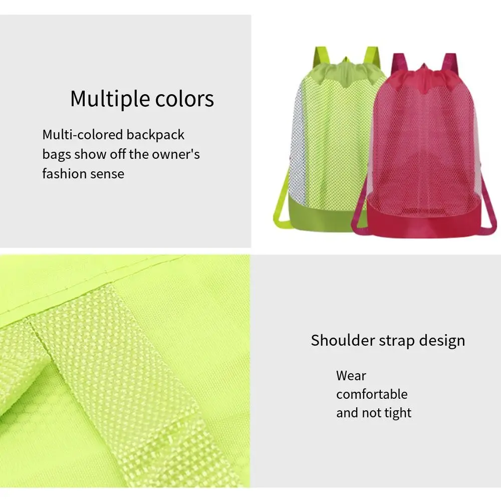 【original】 Large Beach Bag Lightweight Portable Swimming Backpack Adjustable Clasp Breathable Mesh Storage Bag Beach Trips.