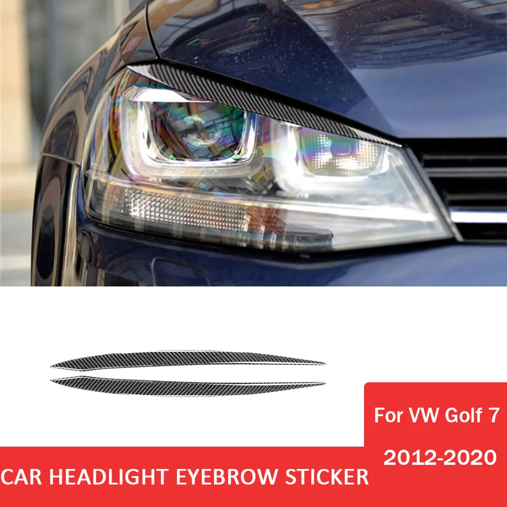 

2pcs Car Headlight Eyebrows Trim Stickers Carbon Fiber for Volkswagen VW Golf 7 Gti Mk7 2012-2020 Auto Interior Accessories