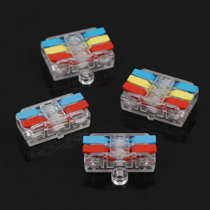 

1PC Transparent Mini 2-in-2-out Terminal LT-2 Connector Home Lighting Quick Distributor Cable Connector Terminal Conductor Block