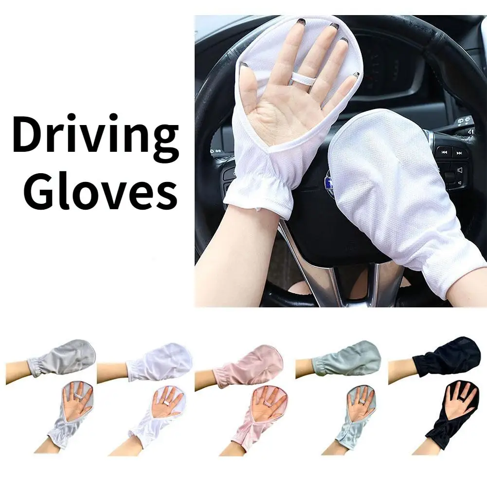 

1pair Summer Sunscreen Gloves Short Men And Women Sunshade Breathable Driving Outdoor Riding Non-slip Anti-UV Fingertip Gloves