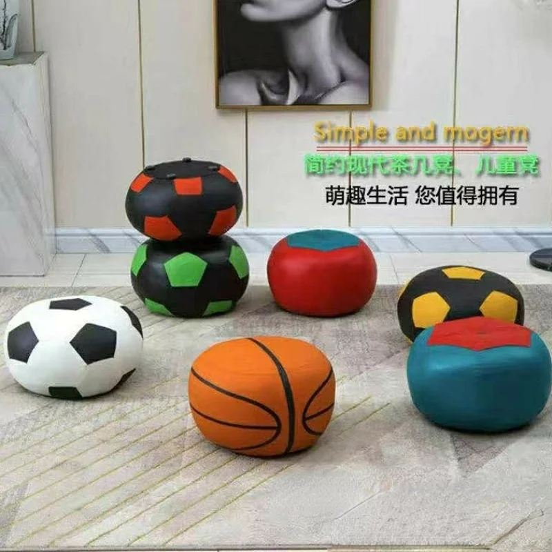 

Nordic Small Stools Cartoon Leather Stool Cute Home Shoe Changing and Makeup Stool Basketball Football Tomato Shape Foot Stools