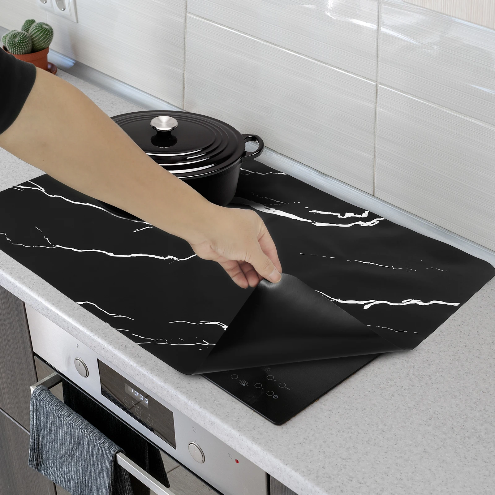 Silicone Induction Cooktop Protective Mat - Anti-Scratch Kitchen Counter Cover (30.8×20.5 Inch)
