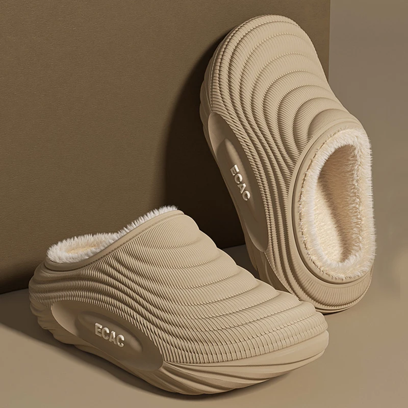 2025 Winter Waterproof Cotton Slippers Women Outdoor Non Slip Short Plush Slides Woman Indoor Soft Sole Warm Home Slippers 45