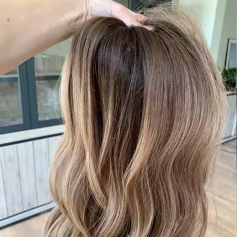Premium Fibre Synthetic Hair Lace Front wig Brown Caramel highlights colored lace front wig Hight Density For Women Daily Use synthetic wig