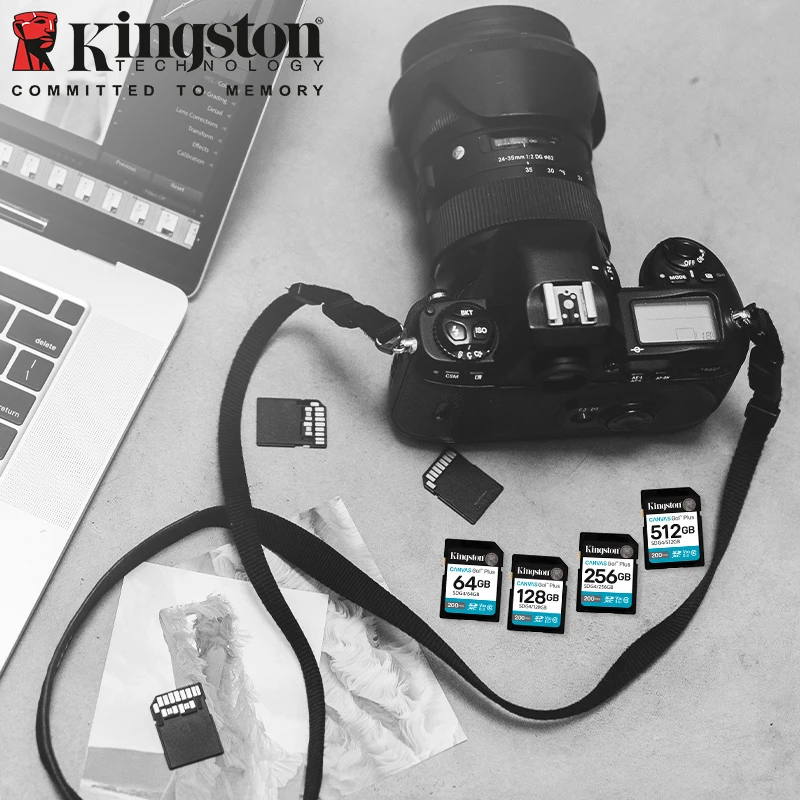 오리지널 킹스톤 캔버스 고 DSLR 미러리스 카메라용 플러스 SD 메모리 카드, 4K 비디오 제작, 최대 170 Mb/s V30 SDXC 카드