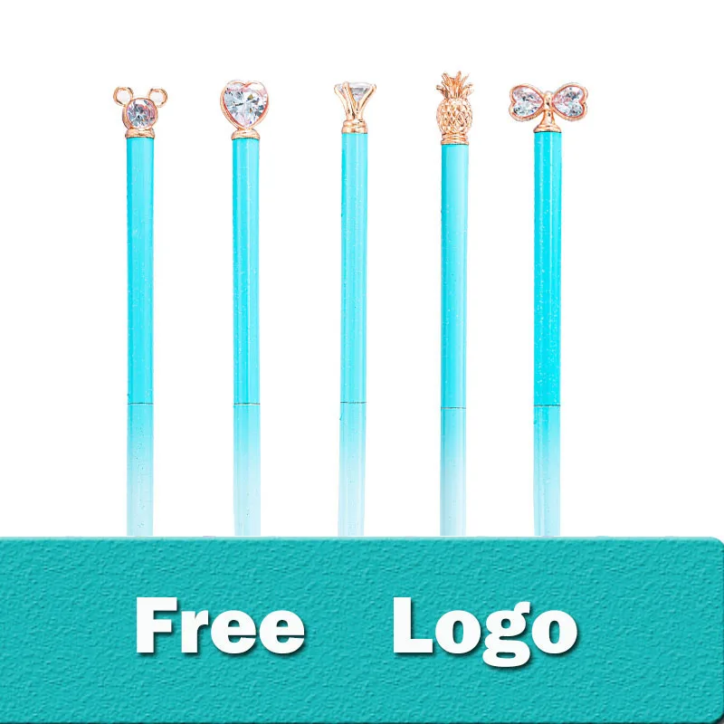 

5pcs Luxury Ballpoint Pen Diamond Gift Advertising Crystal Ballpoint Pen Logo Printing Metal Ballpoint Pen Free Logo Pen