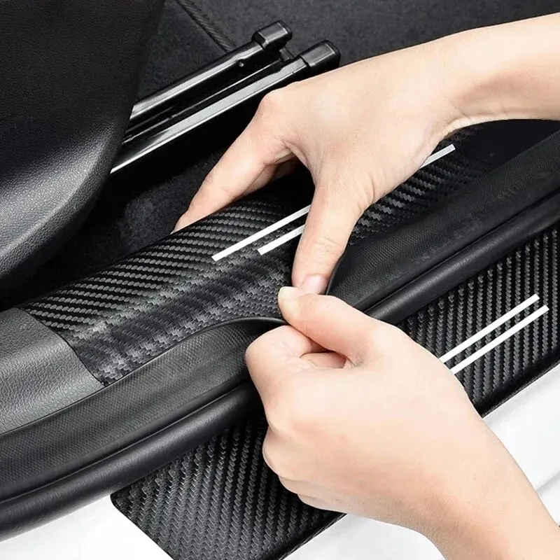 5PCS Für Sport Auto Tür Sill Streifen Carbon Faser Schutzhülle Universal Anti-scratch und Anti-kollision tür Dekorative Stri – Detail 3