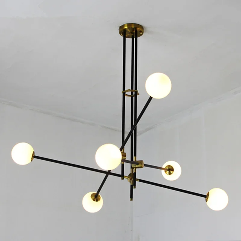 

Postmodern Creative Minimalist Magic Bean Glass Chandelier Living Room Lustre LOFT Line Molecular Chandelier Lighting