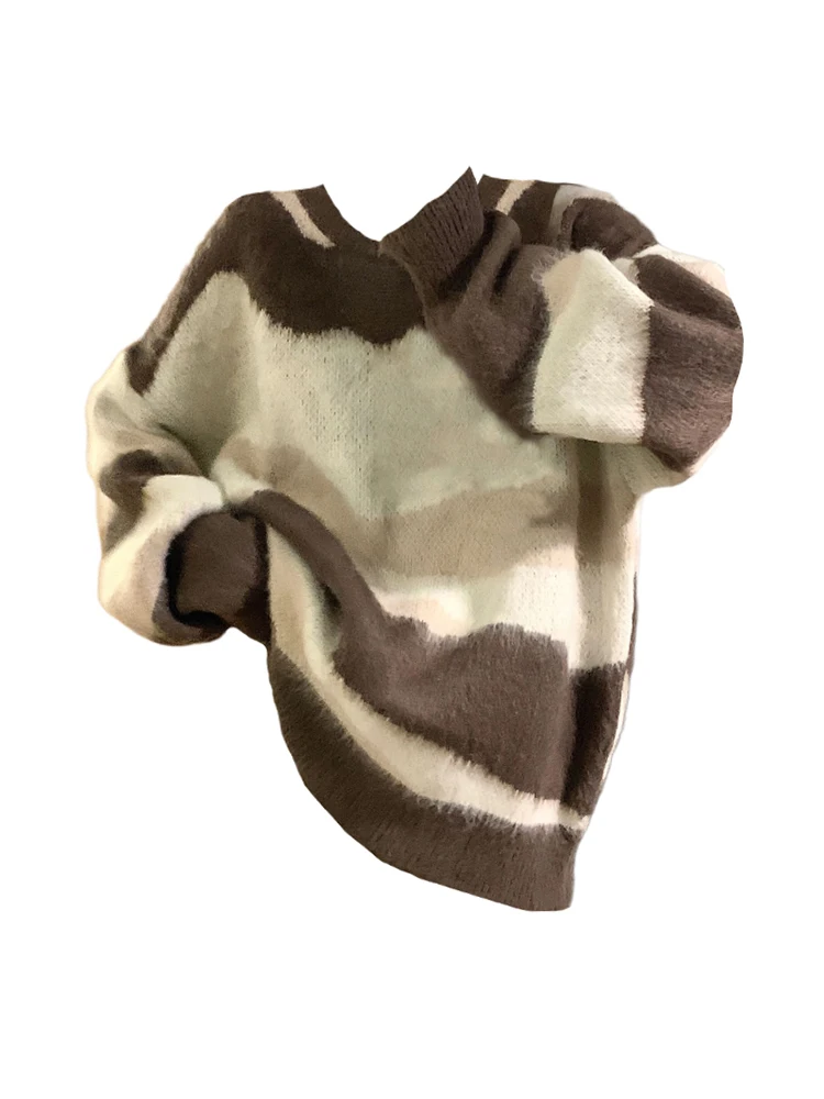 

Свитер Женский вязаный в полоску, Модный классический мягкий пуловер свободного покроя с длинным рукавом, шикарная уличная одежда, Y2K, на осень