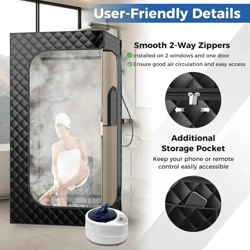 Portable Sauna Steam for Full Body Sauna Tent Steam Room with 2L Steamer Generator With Remote Control 3
