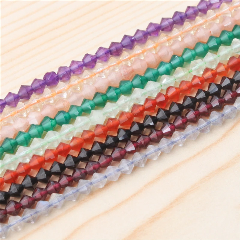 Sunstone Amethyst Citrine Garnet Labradorite Agate Natural Stone Faceted Rhombus Beads Size 4MM For Jewelry Making Diy Bracelet