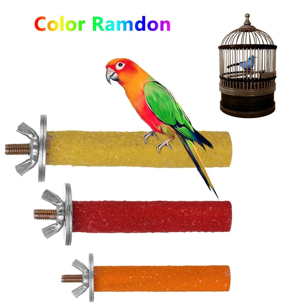 Paw Grinding Parrot Perches Stand Station Platform Wood Bird Cage Bites Gnawing Chew Toy 2