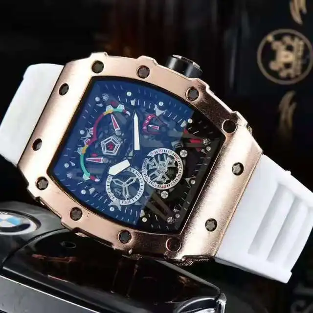 3-pin new richard men's watch top brand luxury watch men's quartz automatic watch male clock 0025 