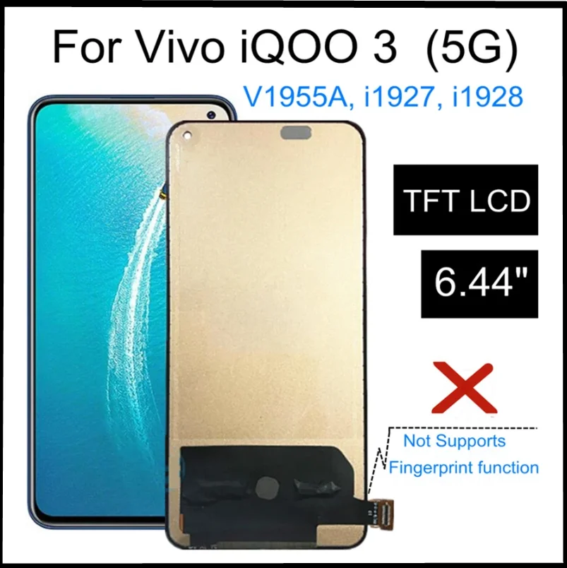 

ЖК-дисплей 6,44 "TFT для VIVO IQOO 3 IQOO3 5G V1955A iбесшумный