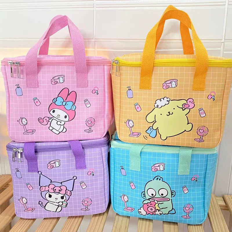 Sanrio Kuromi My Melody Lunch Box Bag Cartoon Anime Hello Kitty Pochacco  Pompom Purin Cute Portable Thermal Storage Bag Tote Bag 