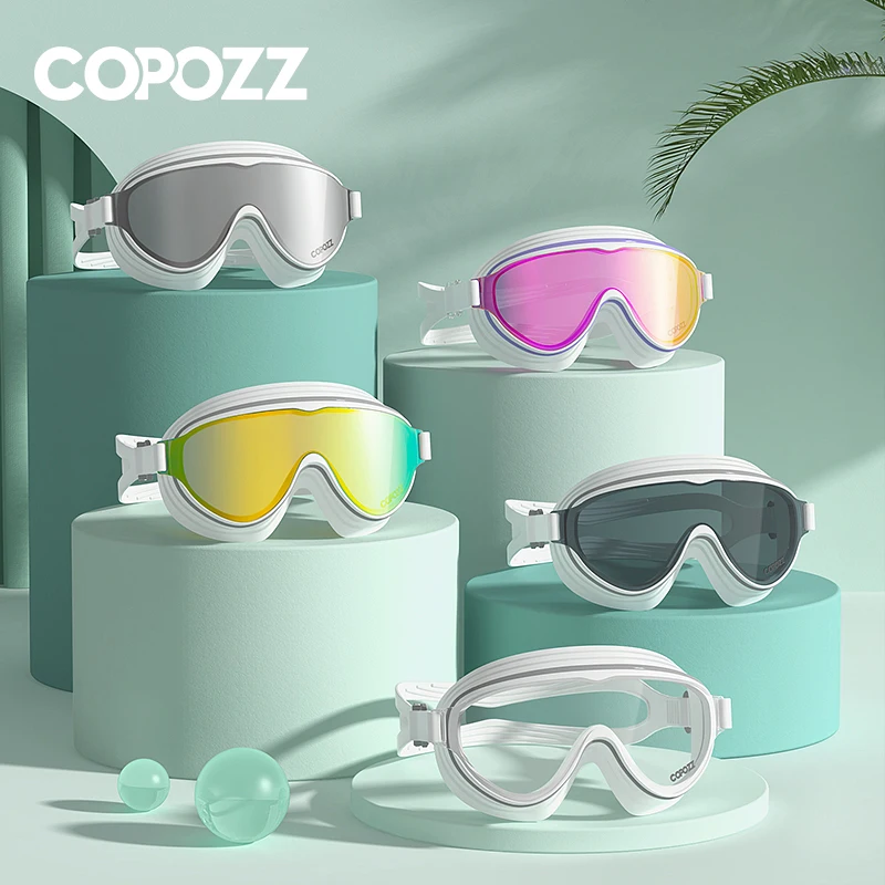 Swimming Goggles COPOZZ Large Frame Adults Swimming Goggles Professional Anti-Fog Sports Swim Eyewear