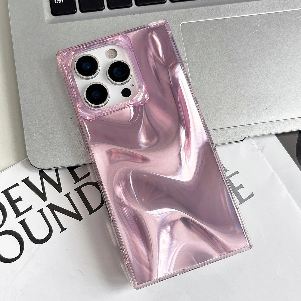 Luxury Pink Silk Texture Glossy Shockproof Phone Cover