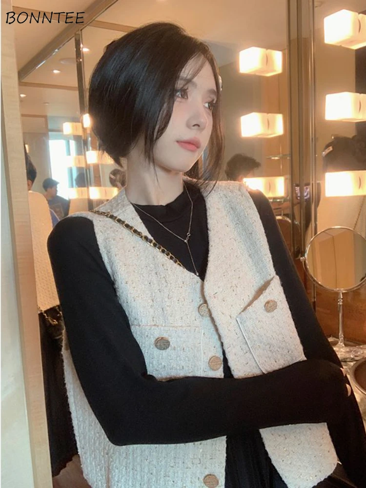 

Жилеты женские с карманами для молодежи на весну универсальные базовые повседневные милые изящные дамские винтажные нежные уютные