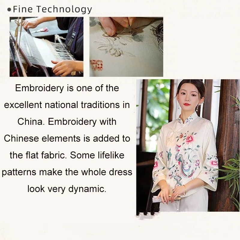 Chinese Dress Tang Suit Cheongsams Vintage Ethnic Traditional Female Embroidery Top