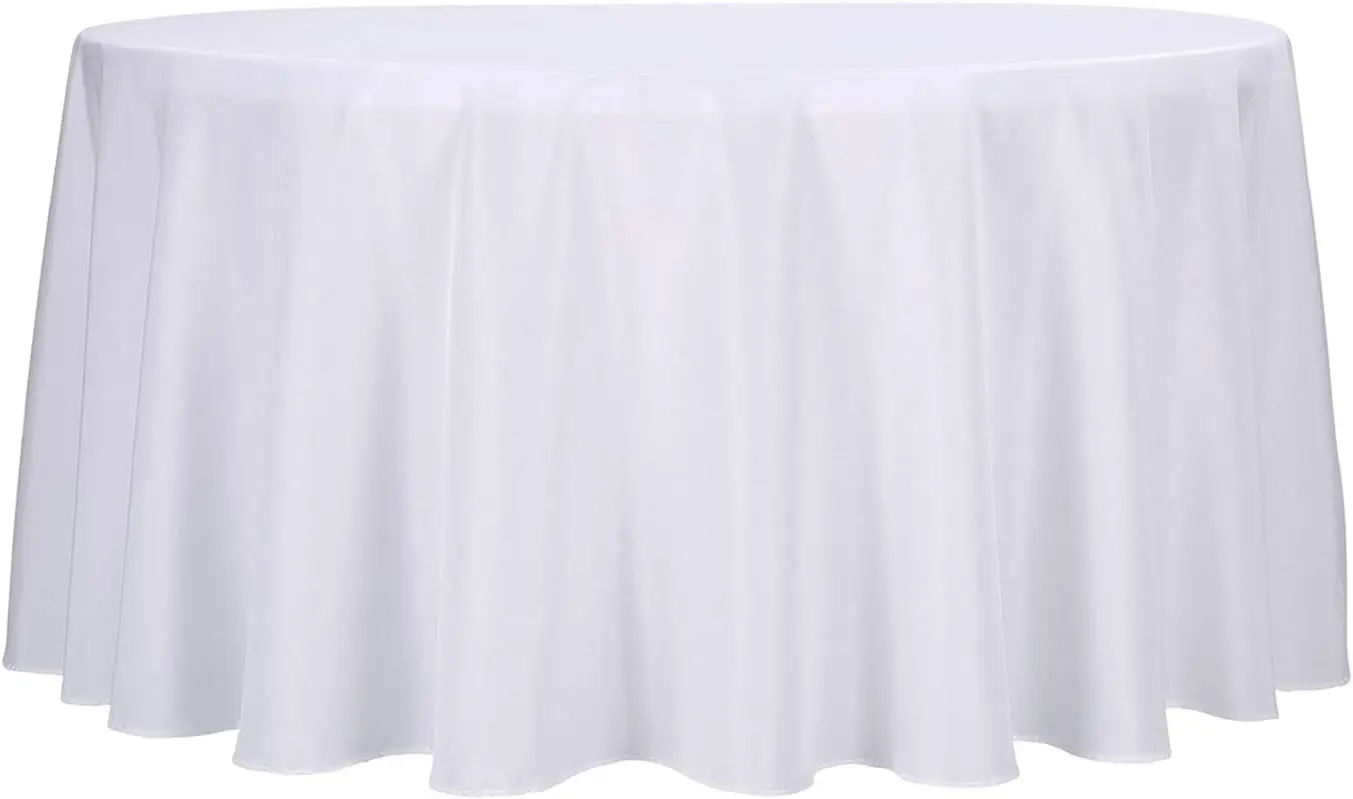 

Ascoza 12pack 120 Inch White Round Tablecloth in Polyester Fabric for Wedding/Banquet/Restaurant/Parties