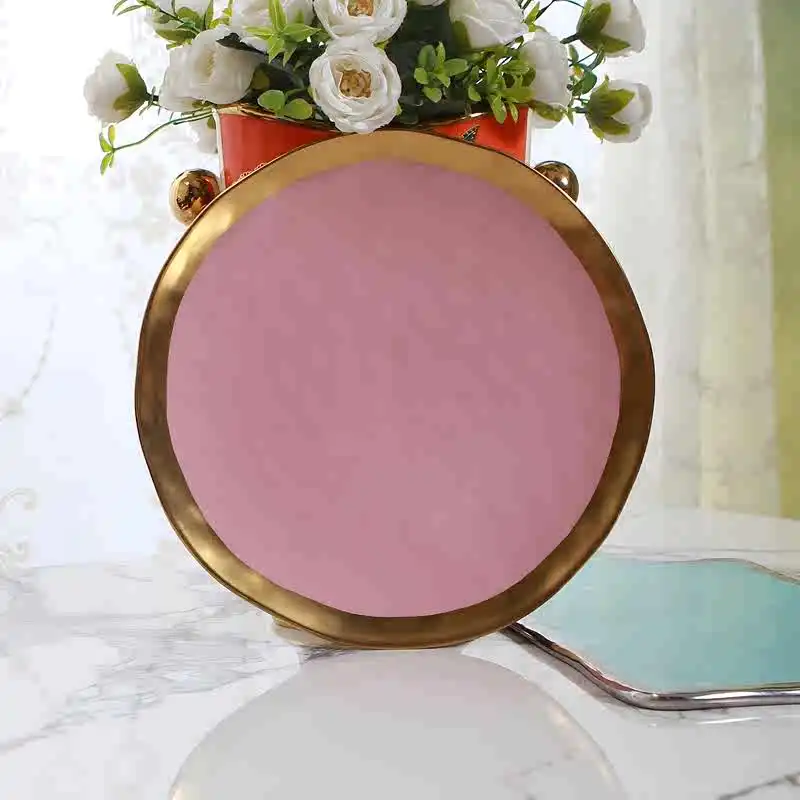 European style glazed ceramic gold-plated Western food plate, hotel clubhouse, home inn, homestay, fruit plate