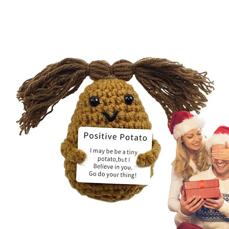 

Inspiring Potato Crochet Crochet Potato Toy With Inspiring Card Cute Emotional Support Durable Emotion Toys For Encouragement