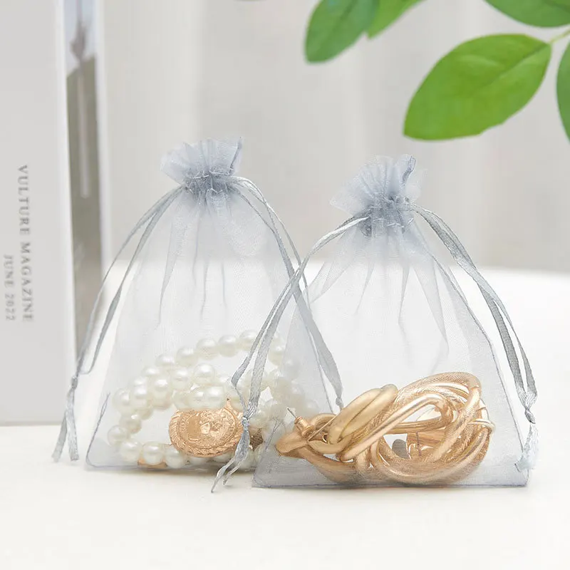 100 stücke 7x9 cm 10x12 cm Bunte Organza Beutel Verpackung Beutel Beutel Organza Geschenk taschen Für Schmuck Hochzeit Party Decor Kordelzug Beutel – Detail 11