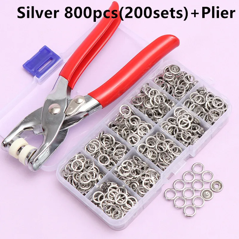 50/100/200 Sets Plier Tool Metal Snap Button Sewing Button Thickened Snap Fastener Kit DIY Craft for Installing Sewing Clothes