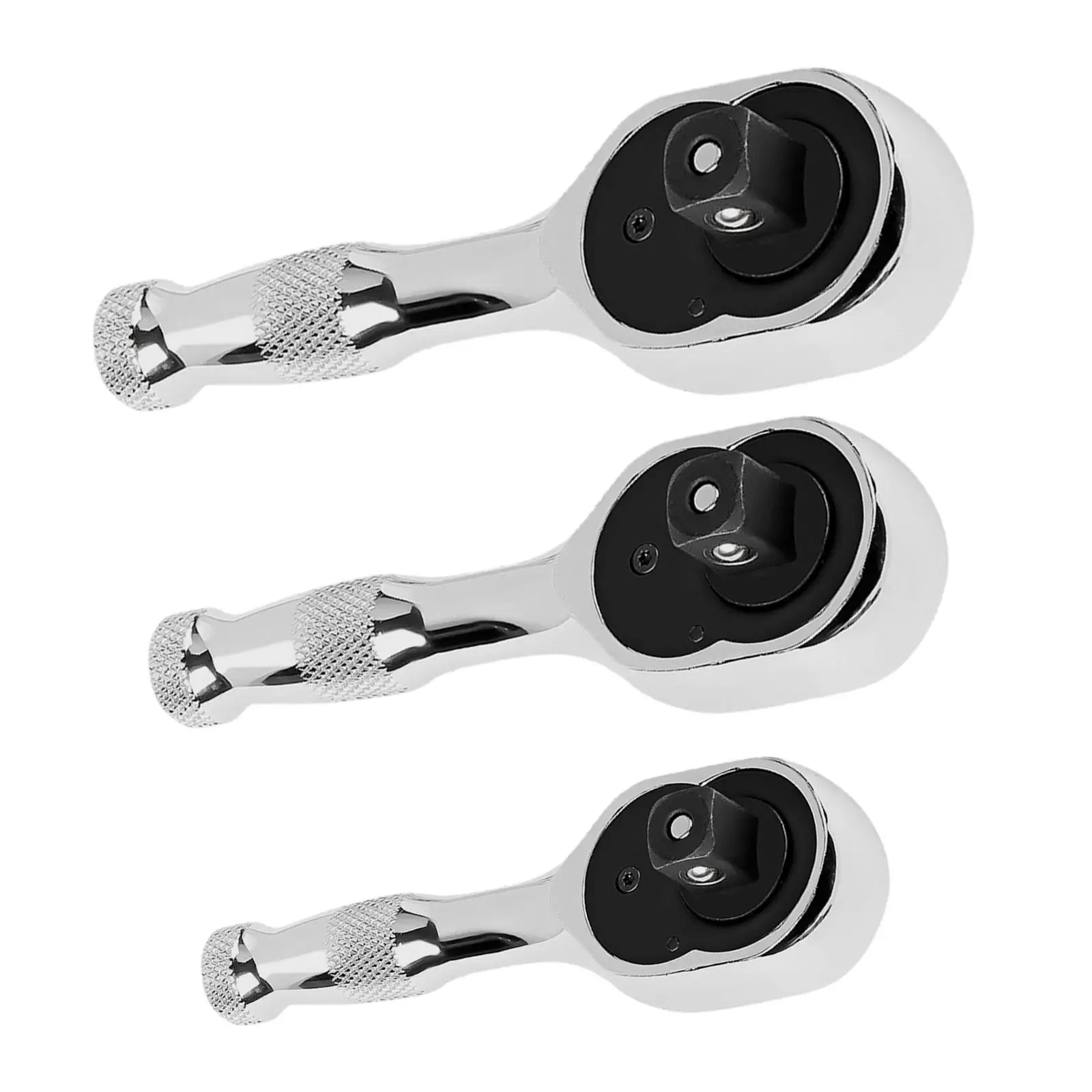 3 Pieces Stubby Drive Ratchet Set Non Slip Handle 1/4