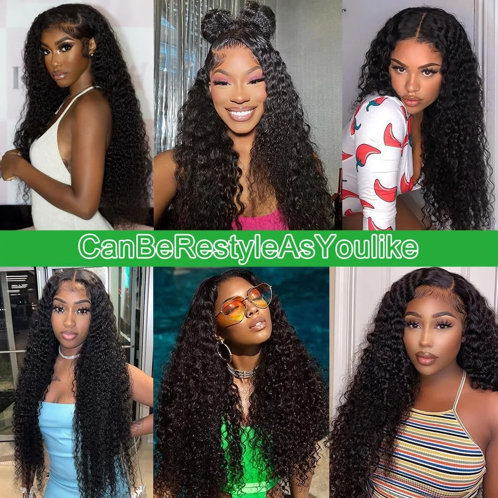 Deep Wave Lace Front Wigs Human Hair Pre Plucked 220 Density 13x6 13x4 HD Lace Front Wigs with Baby Hair Curly 7X6 Glueless Wigs