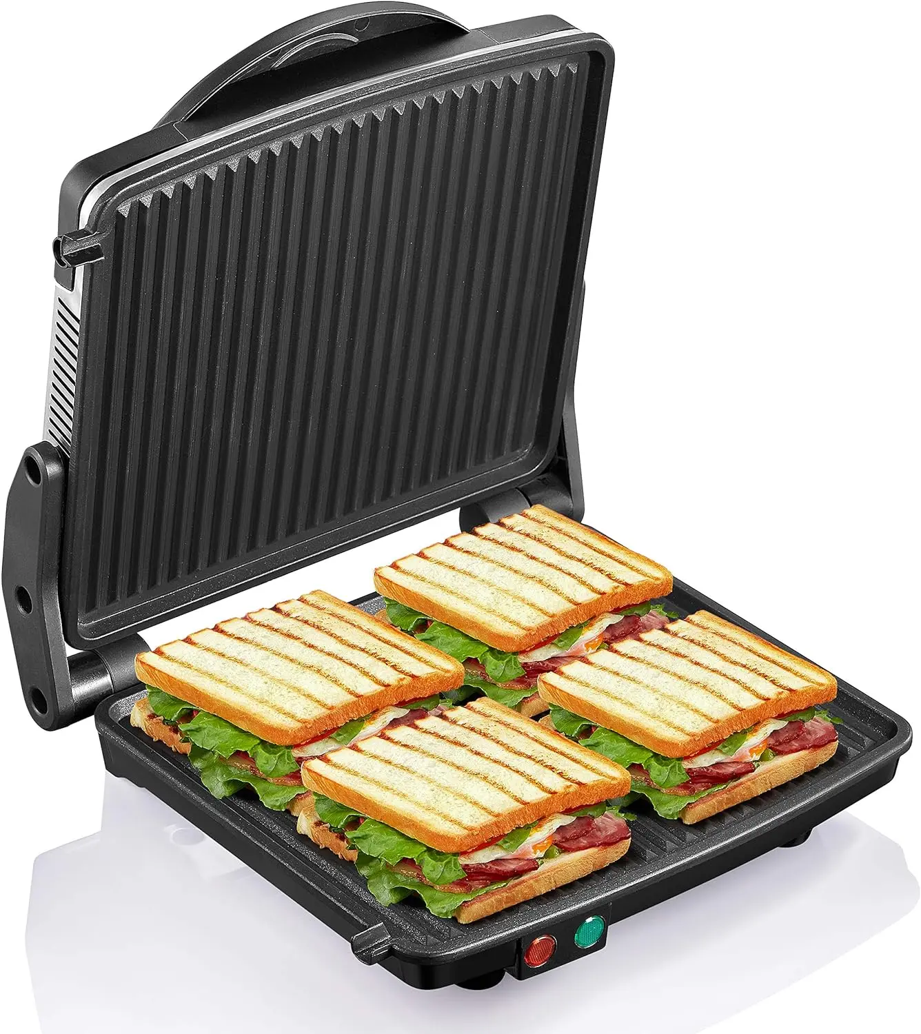 

Гриль Panini Press, производитель сэндвичей Yabano для гурманов, пластины с антипригарным покрытием 11x9,8 дюйма, открывается на 180 градусов, чтобы соответствовать любому типу или размеру