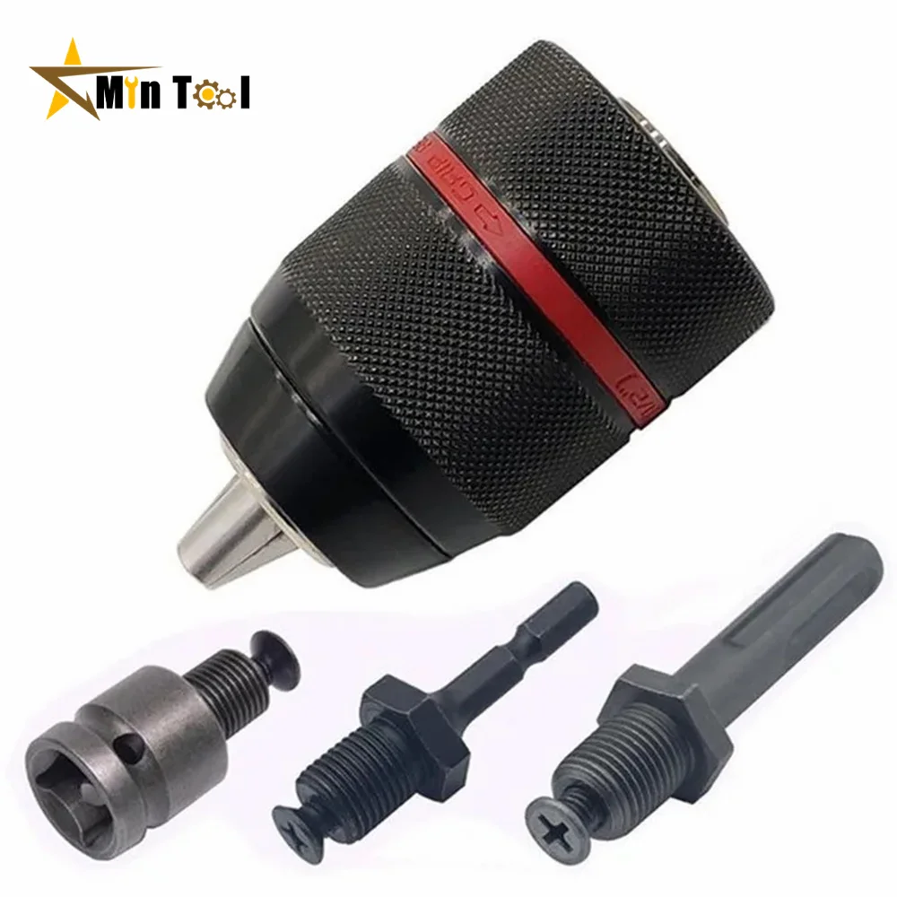 Metal Heavy Duty 1/2-20UNF 13mm Keyless Drill Chuck Hex Shank/SDS/Socket Square Female Adaptor Hardware Tool  Accessories