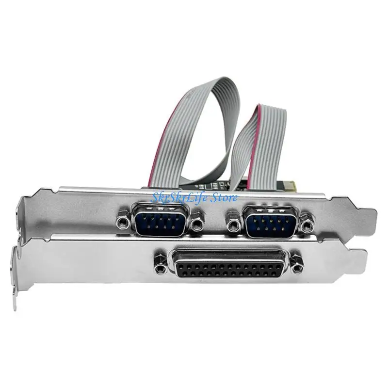데스크탑 컴퓨터 액세서리 용 2 1 병렬 포트 LPT PCIE 카드 어댑터 변환기가있는 E65E PCIE 확장 카드